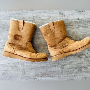 UGG Stoneman Boots Classic Tan Shearling Suede Sheepskin Vibram Mens US 10